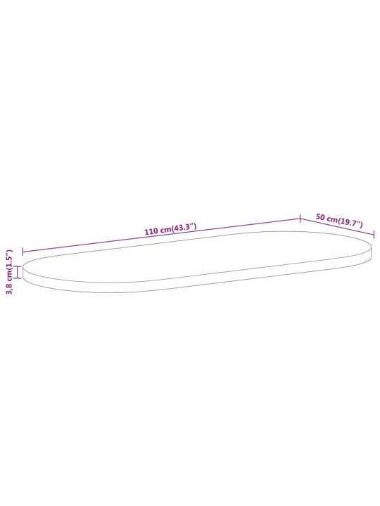 Ovaalne lauaplaat, 110x50x3,8 cm, mangopuit