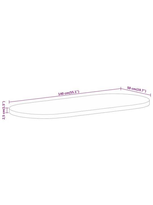 Ovaalne lauaplaat, 140x50x2,5 cm, mangopuit
