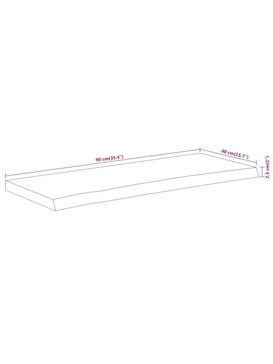 Lauaplaat 90x40x2,5 cm ristkülik akaatsia naturaalne serv