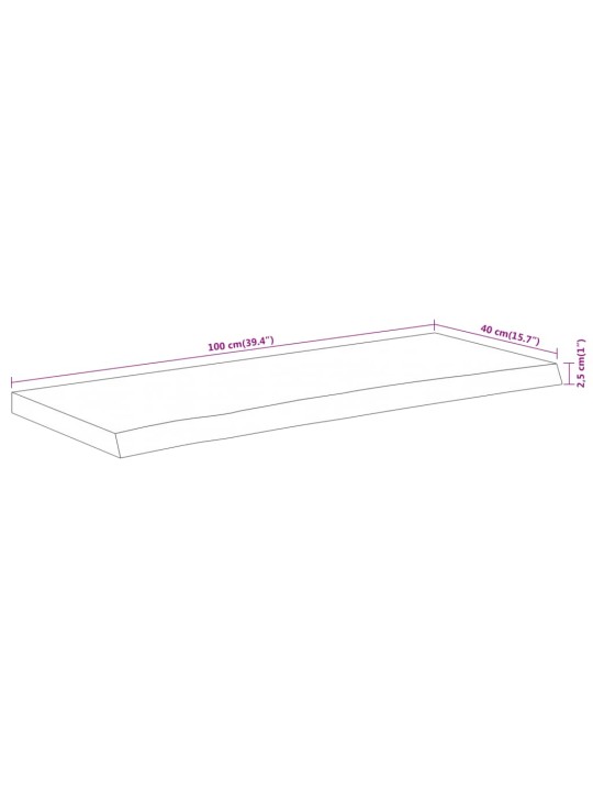 Lauaplaat 100x40x2,5 cm ristkülik akaatsia naturaalne serv