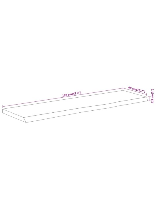 Lauaplaat 120x40x2,5 cm ristkülik akaatsia naturaalne serv