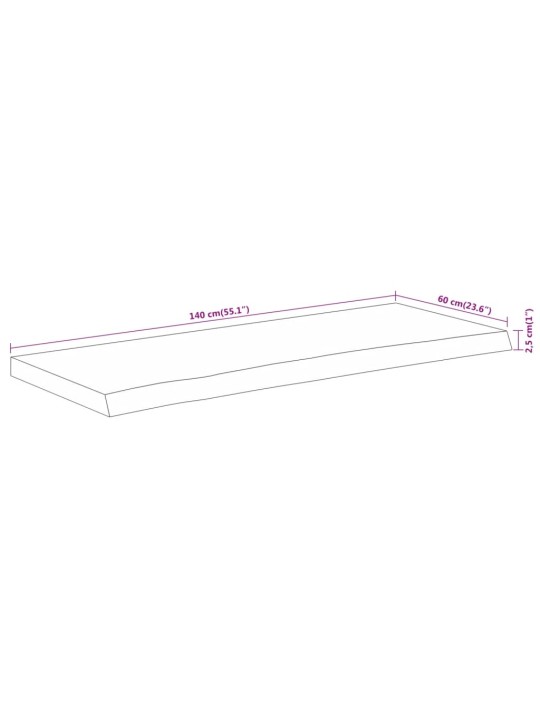 Vannitoa tasapind, 140x60x2,5 cm, ristkülikukujuline, akaatsia