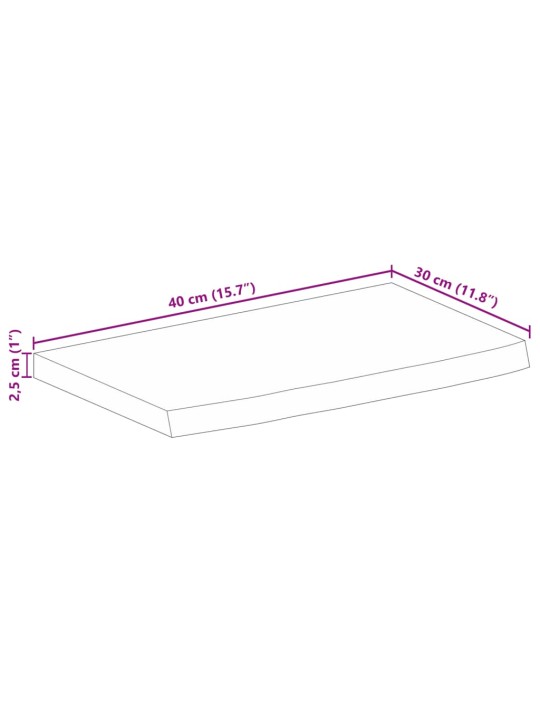 Lauaplaat, 40x30x2,5 cm, naturaalsete servadega, mangopuit