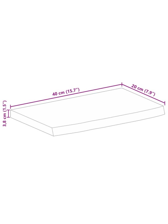 Lauaplaat, 40x20x3,8 cm, naturaalsete servadega, mangopuit