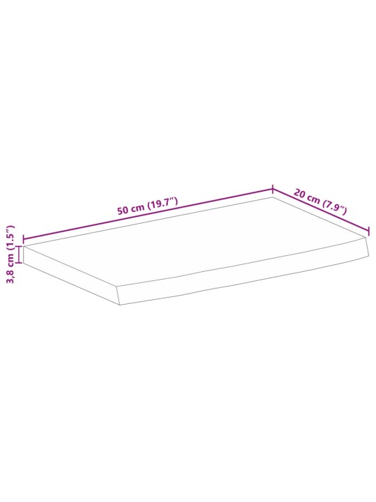 Lauaplaat, 50x20x3,8 cm, naturaalsete servadega, mangopuit