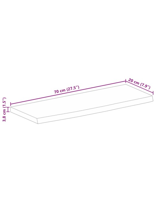 Lauaplaat, 70x20x3,8 cm, naturaalsete servadega, mangopuit