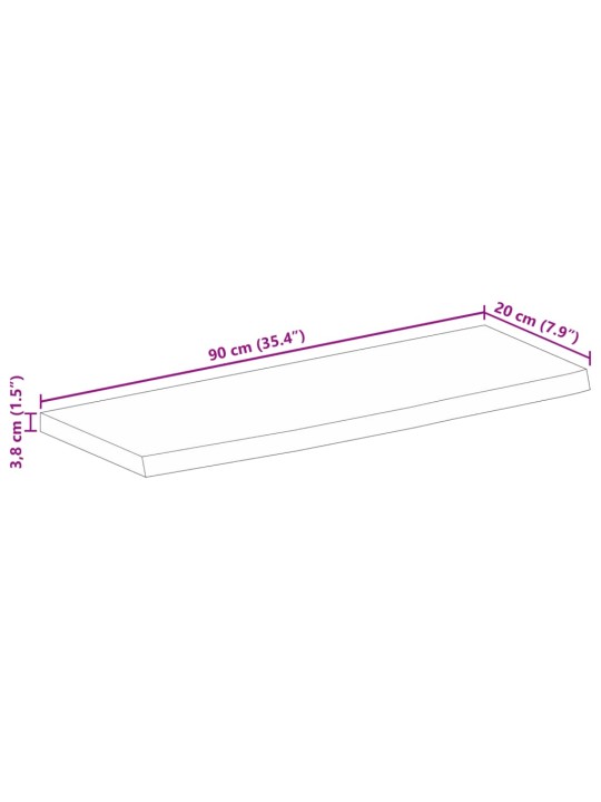 Lauaplaat, 90x20x3,8 cm, naturaalsete servadega, mangopuit