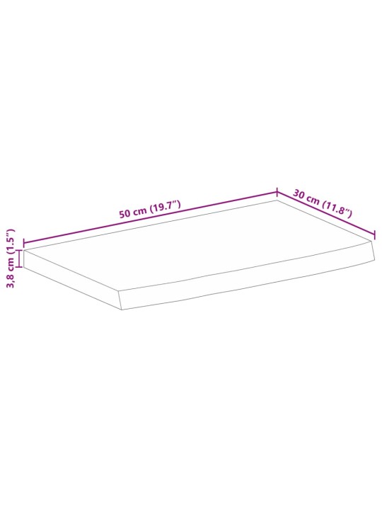 Lauaplaat, 50x30x3,8 cm, naturaalsete servadega, mangopuit