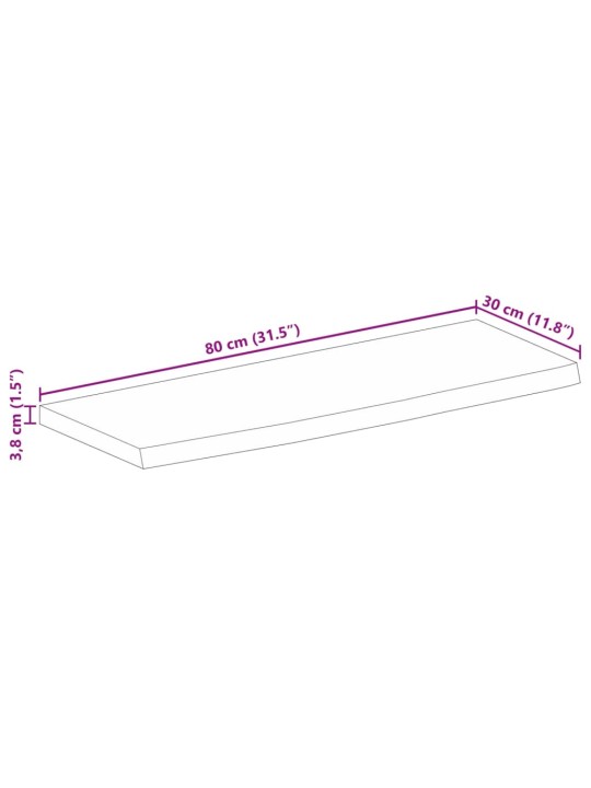 Lauaplaat, 80x30x3,8 cm, naturaalsete servadega, mangopuit