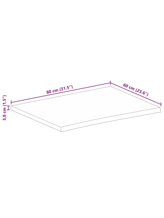 Lauaplaat, 80 x 60 x 3,8 cm, naturaalsete servadega, mangopuit