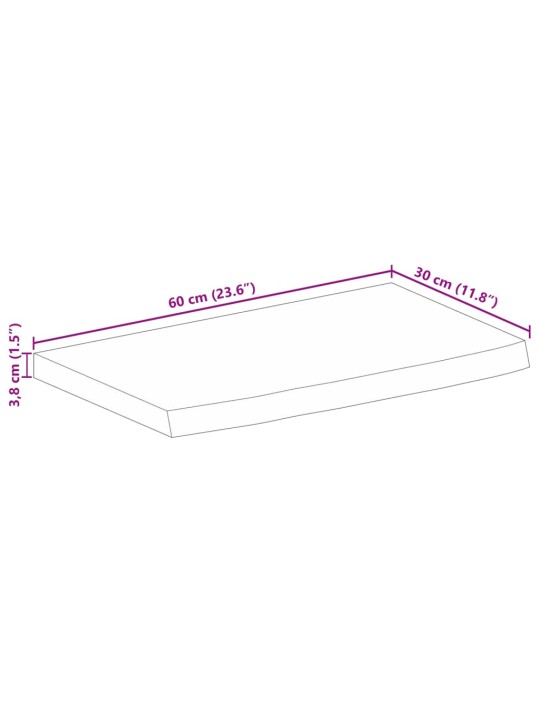 Lauaplaat, naturaalse servaga, 60x30x3,8 cm, mangopuit