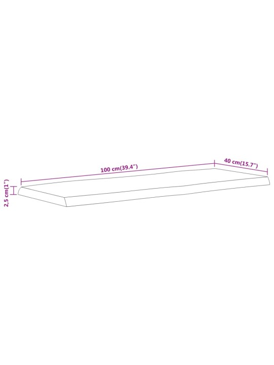 Lauaplaat 100x40x2,5 cm ristkülik akaatsia naturaalne serv