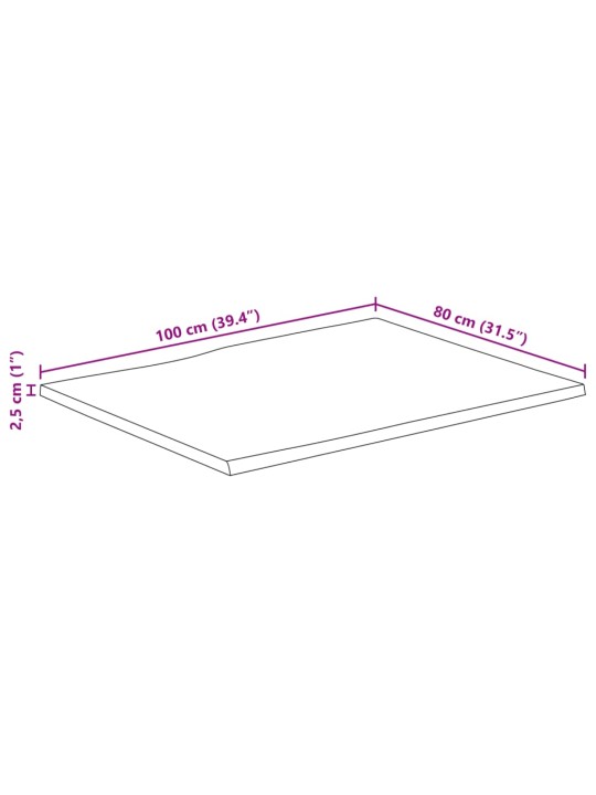 Lauaplaat 100x80x2,5 cm ristkülik akaatsiapuit naturaalne serv