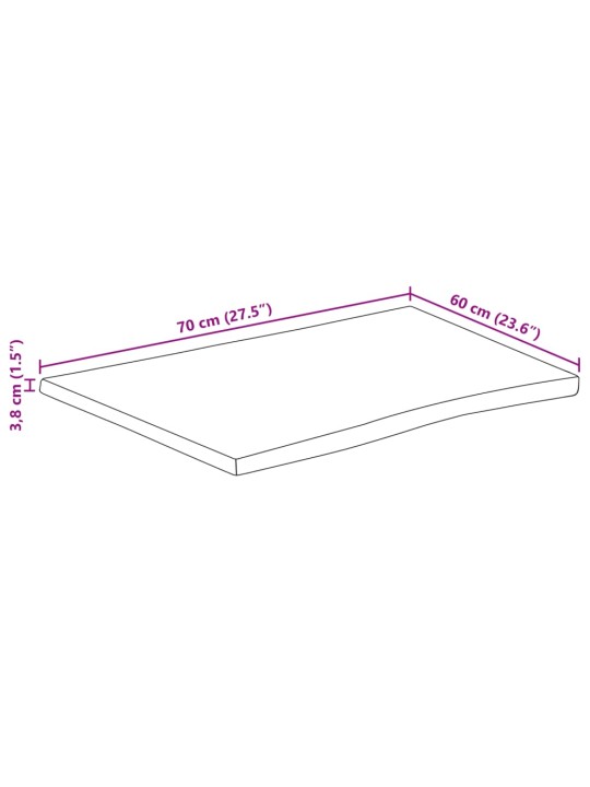 Lauaplaat 70x60x3,8 cm ristkülik akaatsiapuit naturaalne serv