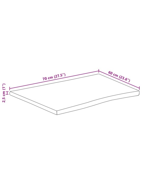 Lauaplaat naturaalse servaga 70x60x2,5 cm töötlemata mangopuit