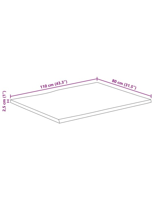 Lauaplaat naturaalse servaga 110x80x2,5 cm töötlemata mangopuit