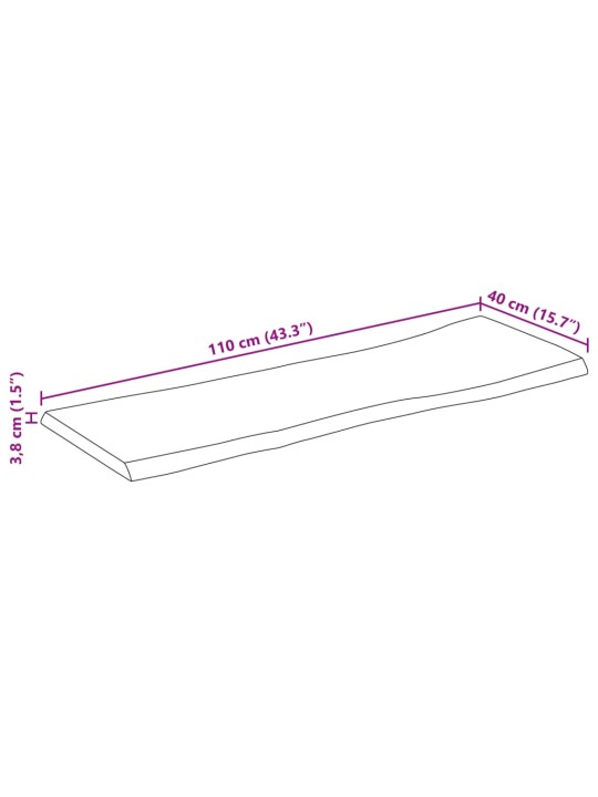 Lauaplaat naturaalse servaga 110x40x3,8 cm töötlemata mangopuit