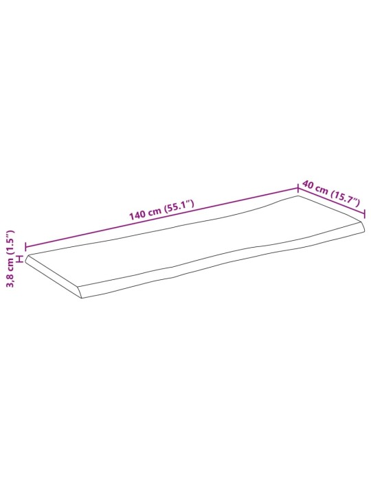 Lauaplaat naturaalse servaga 140x40x3,8 cm töötlemata mangopuit