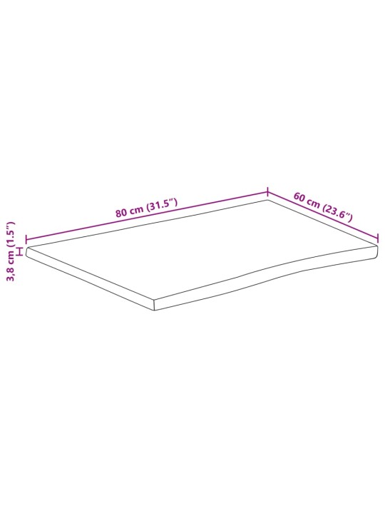 Lauaplaat naturaalse servaga 80x60x3,8 cm töötlemata mangopuit