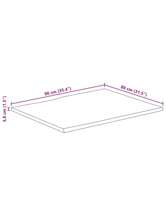 Lauaplaat naturaalse servaga 90x80x3,8 cm töötlemata mangopuit