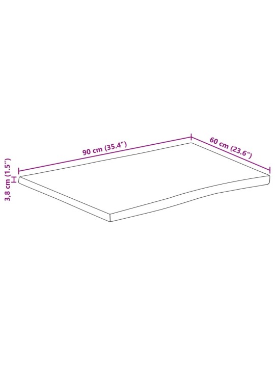 Lauaplaat, 90x60x3,8 cm, naturaalsete servadega, mangopuit