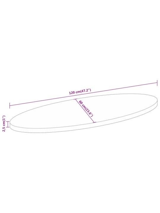 Ovaalne lauaplaat, 120x60x2,5 cm, mangopuit