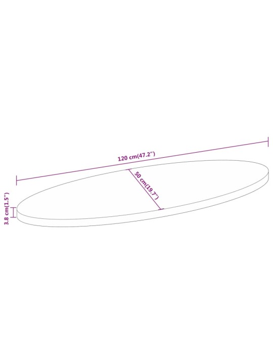 Ovaalne lauaplaat, 120x50x3,8 cm, mangopuit