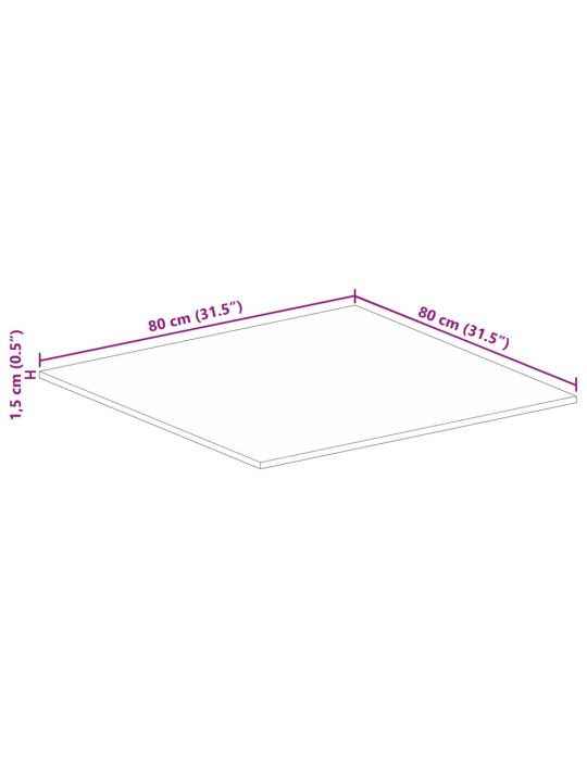Lauaplaat, 80x80x3,8 cm, kandiline, töötlemata mangopuit