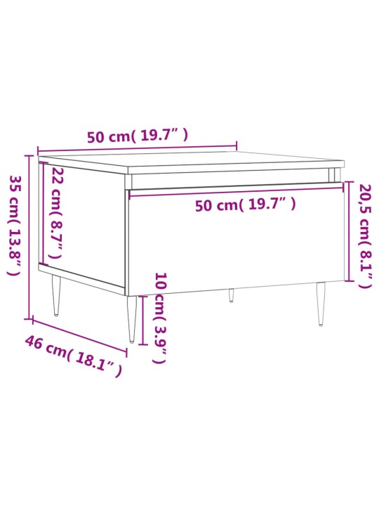 Kohvilauad 2 tk, suitsutatud tamm, 50 x 46 x 35 cm, tehispuit