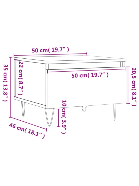 Kohvilauad 2 tk, suitsutatud tamm, 50 x 46 x 35 cm, tehispuit