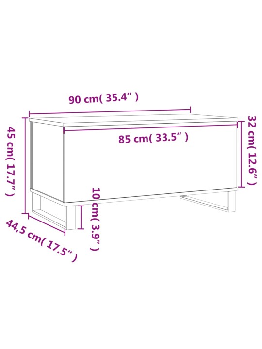 Kohvilaud, suitsutatud tamm, 90 x 44,5 x 45 cm, tehispuit