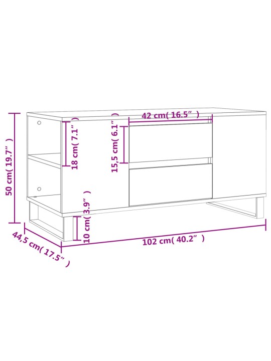 Kohvilaud, valge, 102 x 44,5 x 50 cm, tehispuit