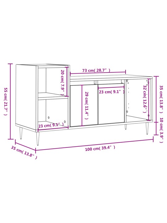 Telerikapp, must, 100 x 35 x 55 cm, tehispuit