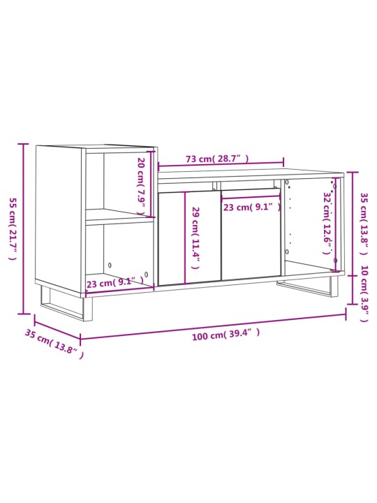 Telerikapp, suitsutatud tamm, 100 x 35 x 55 cm, tehispuit