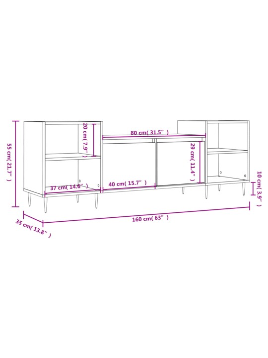 Telerikapp, hall sonoma tamm, 160x35x55 cm, tehispuit