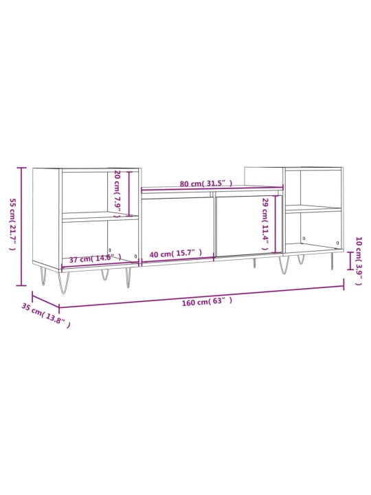 Telerikapp, hall sonoma tamm, 160x35x55 cm, tehispuit