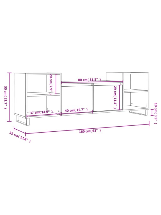 Telerikapp, betoonhall, 160x35x55 cm, tehispuit