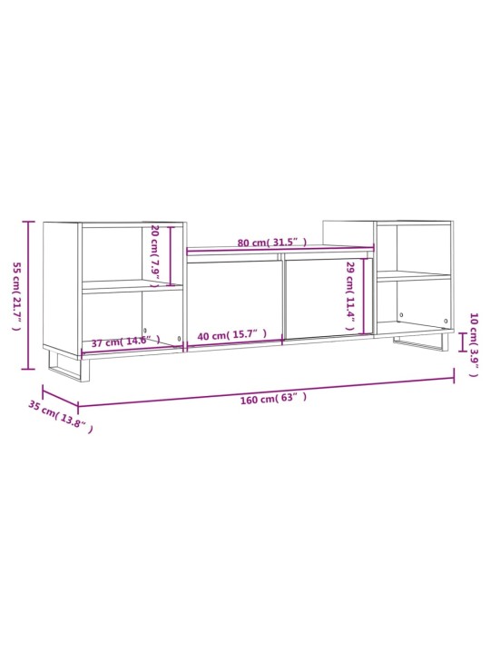 Telerikapp, hall sonoma tamm, 160x35x55 cm, tehispuit