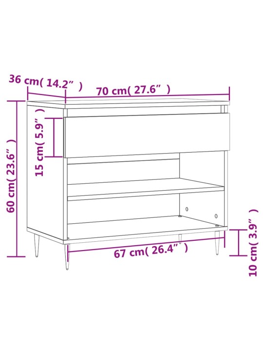 Kingakapp, hall sonoma tamm, 70 x 36 x 60 cm, tehispuit