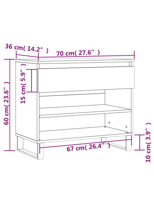 Kingakapp, suitsutatud tamm, 70 x 36 x 60 cm, tehispuit