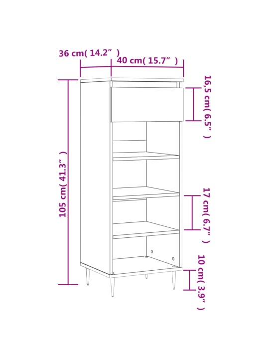 Kingakapp, hall sonoma tamm, 40x36x105 cm, tehispuit