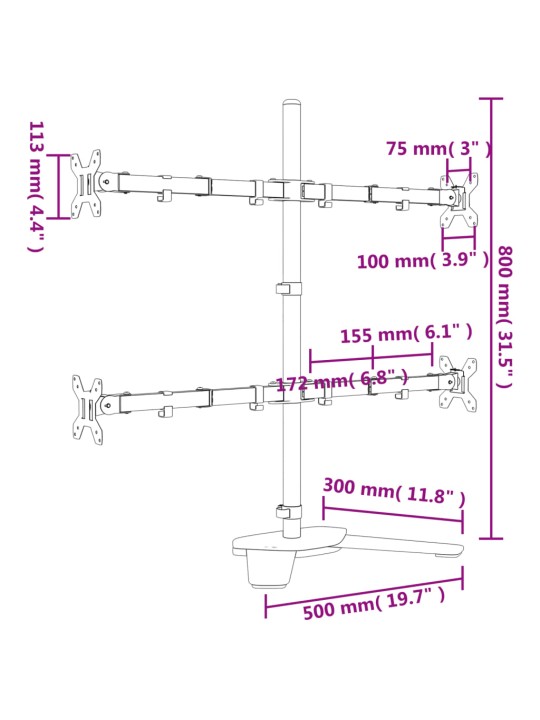 Monitori kinnitus must terase vesa 75/100 mm