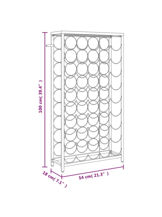 Veiniriiul 45 pudelile, must, 54 x 18 x 100 cm, sepistatud raud