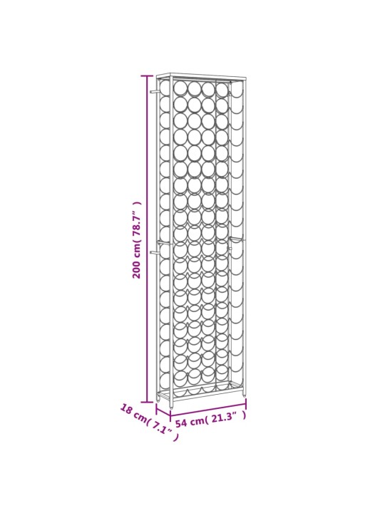 Veiniriiul 95 pudelile, must, 54 x 18 x 200 cm, sepistatud raud