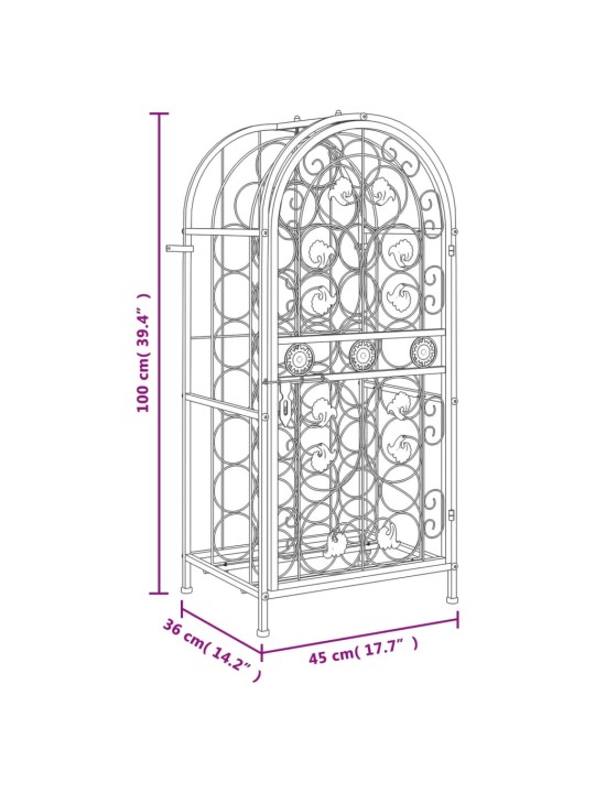 Veiniriiul 33 pudelile, must, 45 x 36 x 100 cm, sepistatud raud