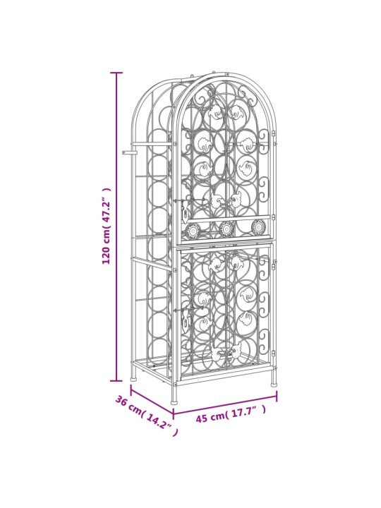 Veiniriiul 41 pudelile, must, 45 x 36 x 120 cm, sepistatud raud