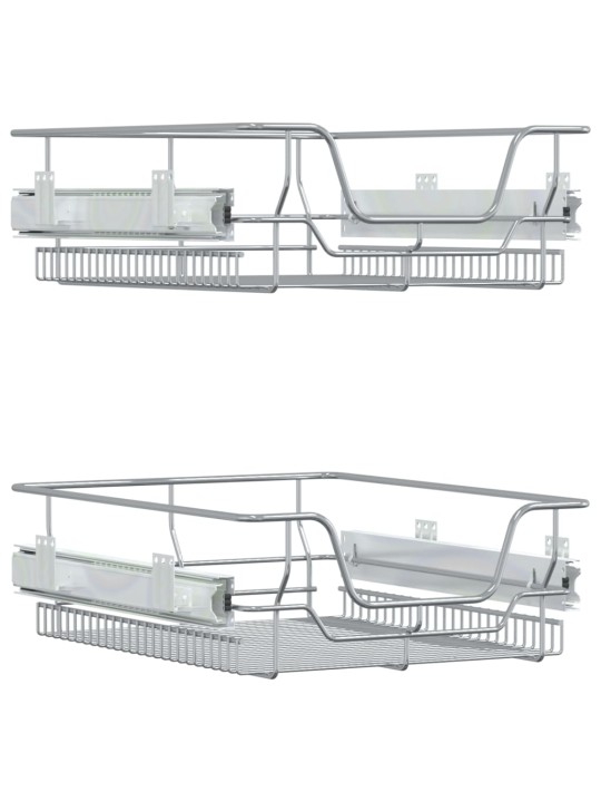 Väljatõmmatavad traadist korvid 2 tk, hõbedane, 45 cm
