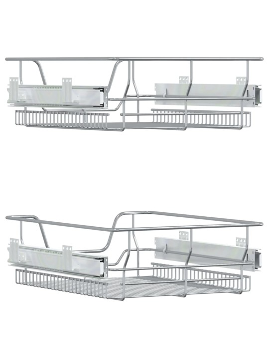 Väljatõmmatavad traadist korvid 2 tk, hõbedane, 45 cm