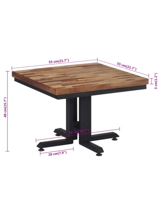 Kohvilaud, 55x55x40 cm, taastatud tiikpuu