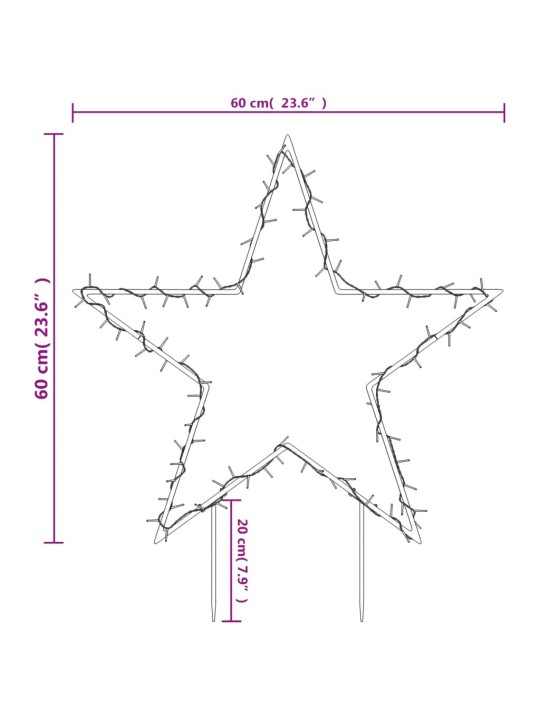 Jõulukaunistus täht, 80 LEDi, 60 cm